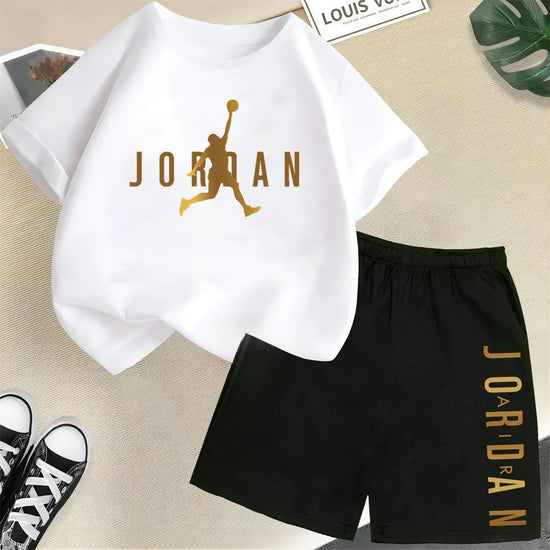 Summer  Children Short Sleeve T-shirt + Shorts 2pcs Set